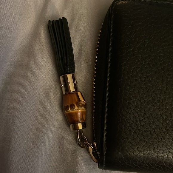 Gucci Black Leather Bamboo Tassel Zip Around Wallet - Picture 6 of 11